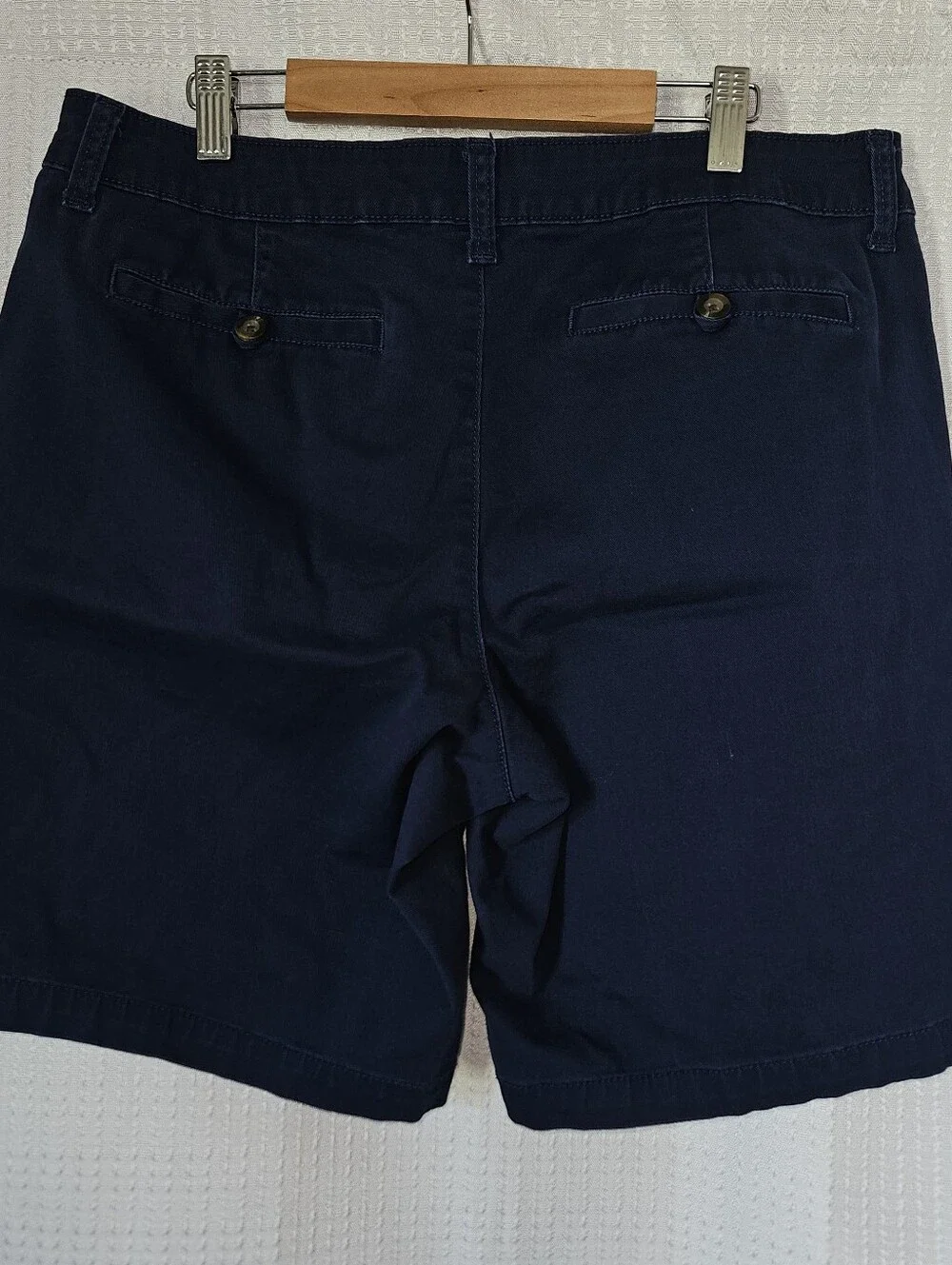 A.N.A Womens  Blue Bermuda Cotton Shorts Above Knee Flat Front Pockets Sz 10